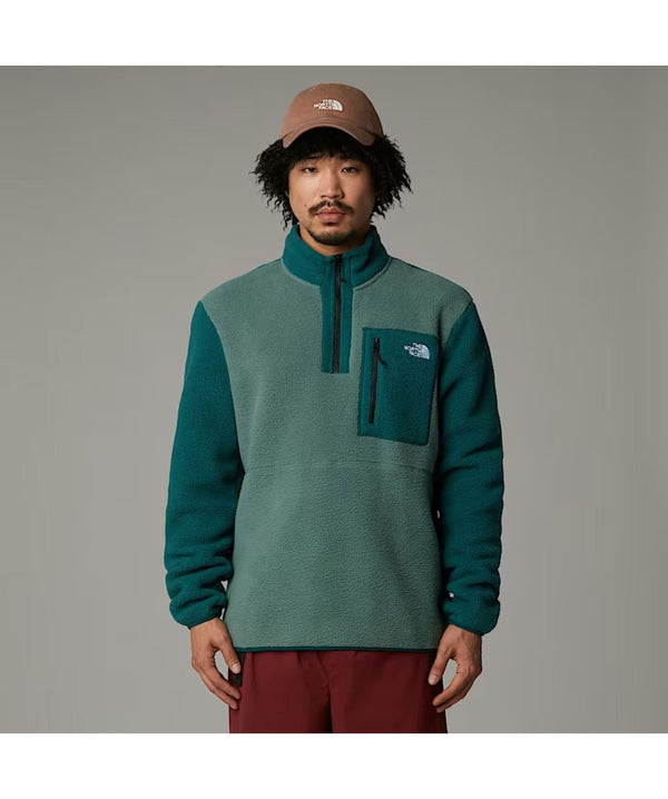 THE NORTH FACE M YUMIORI 1/4 ZIP DUCK GREEN BLACK